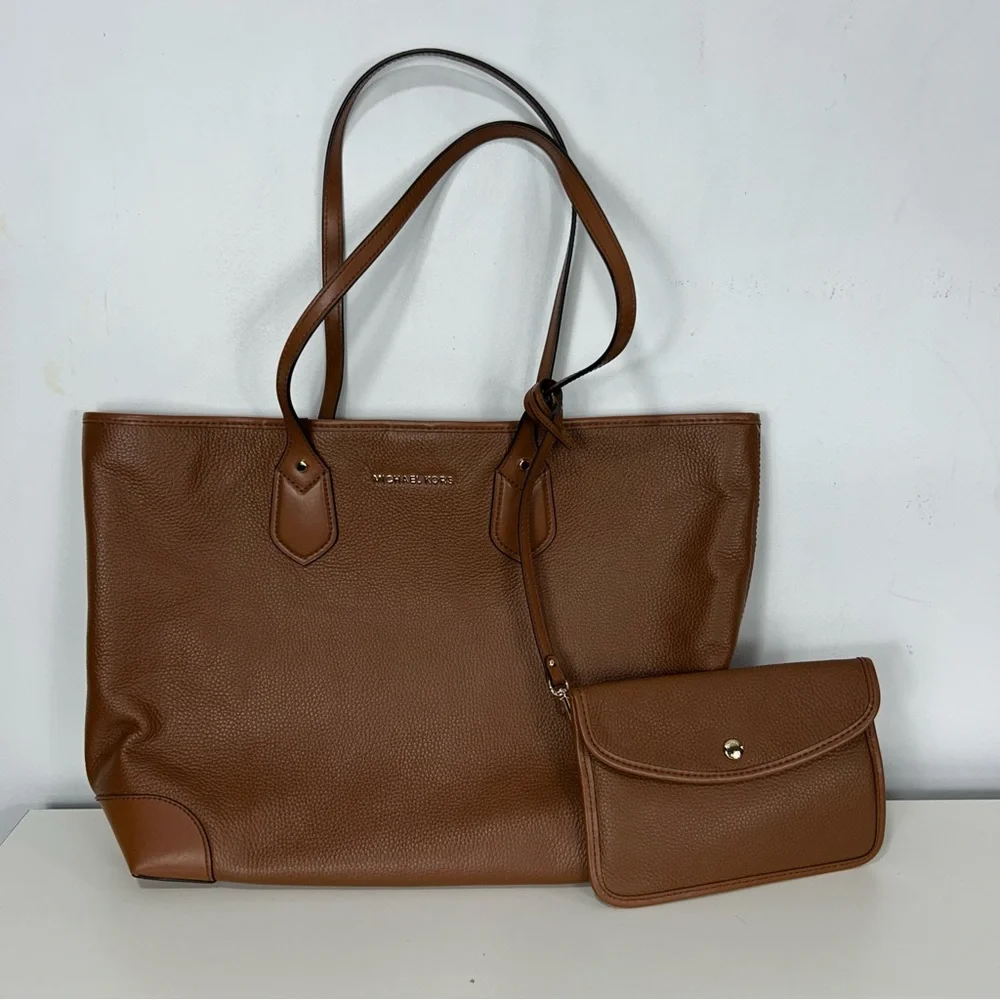 Michael Kors Brown Leather Tote with Matching Pouch